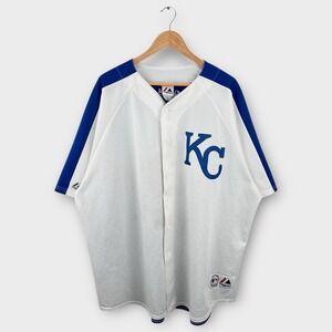 Vintage Kansas City Royals Baseball Jersey White Stitched MLB Majestic Size 3XL